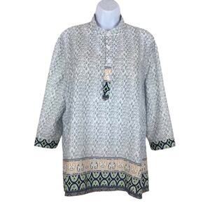 ChArmkp Lightweight 3/4 Length Sleeve Tunic Geometric Pattern size XL